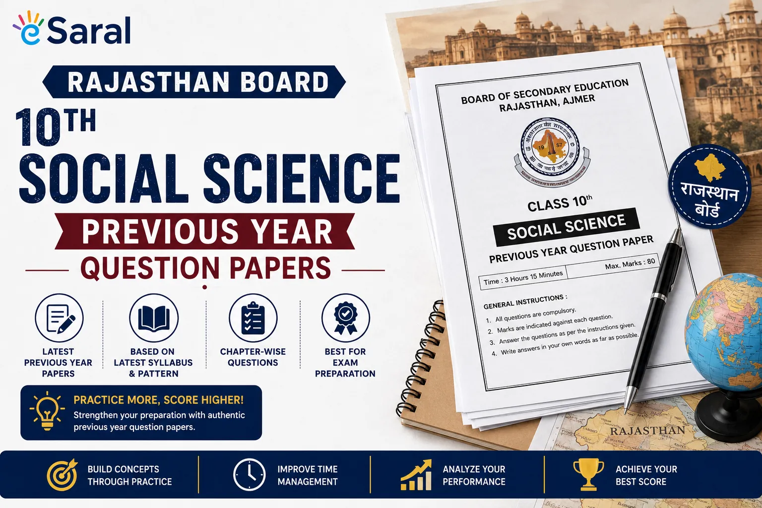 Rajasthan Board 10th Social Science Previous Year Question Papers